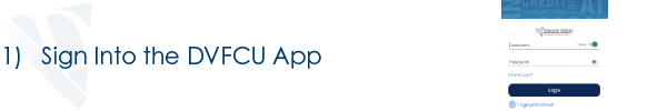 Step 1: Sign into the DVFCU App Step 1: Sign into the DVFCU App