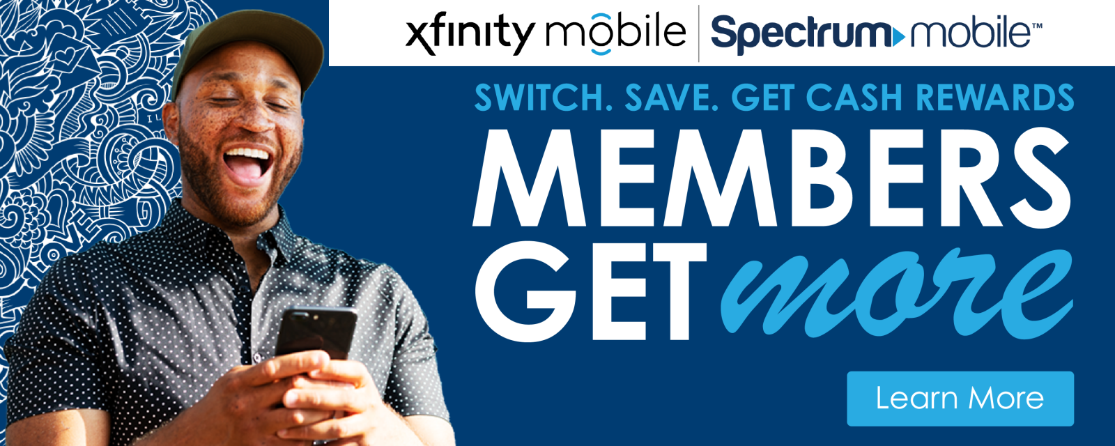 Switch, save, and get a cash reward from Diamond Rewards for each new mobile line activated with Xfinity or Spectrum.
